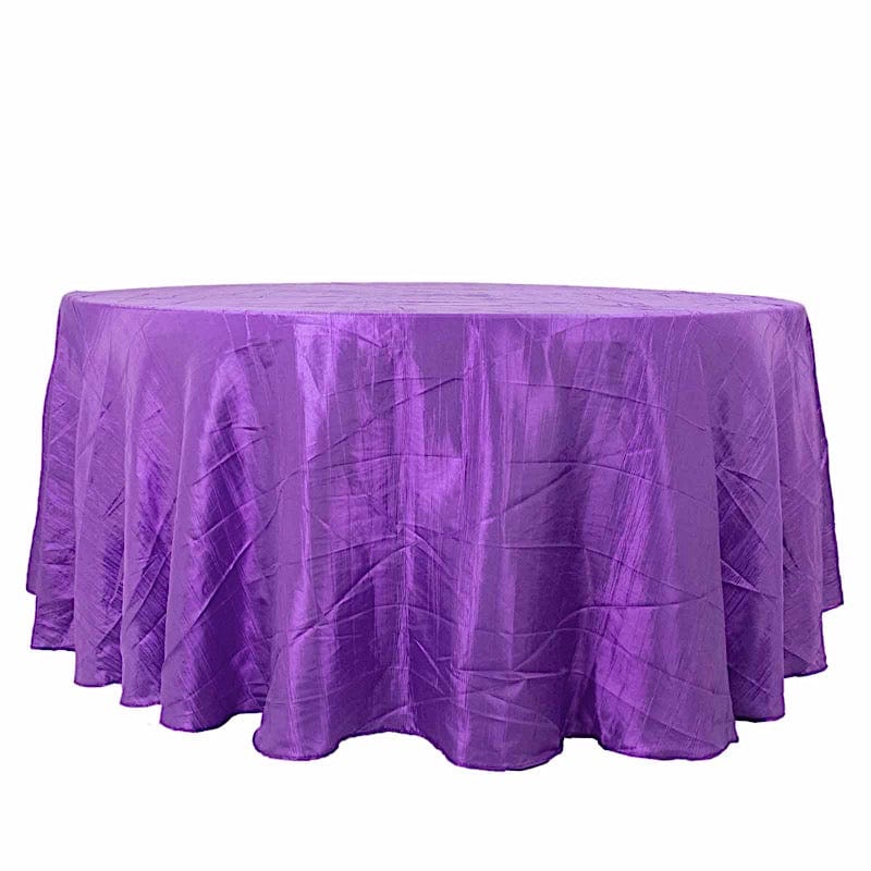 120" Accordion Crinkled Taffeta Round Tablecloth TAB_ACRNK_120_PURP