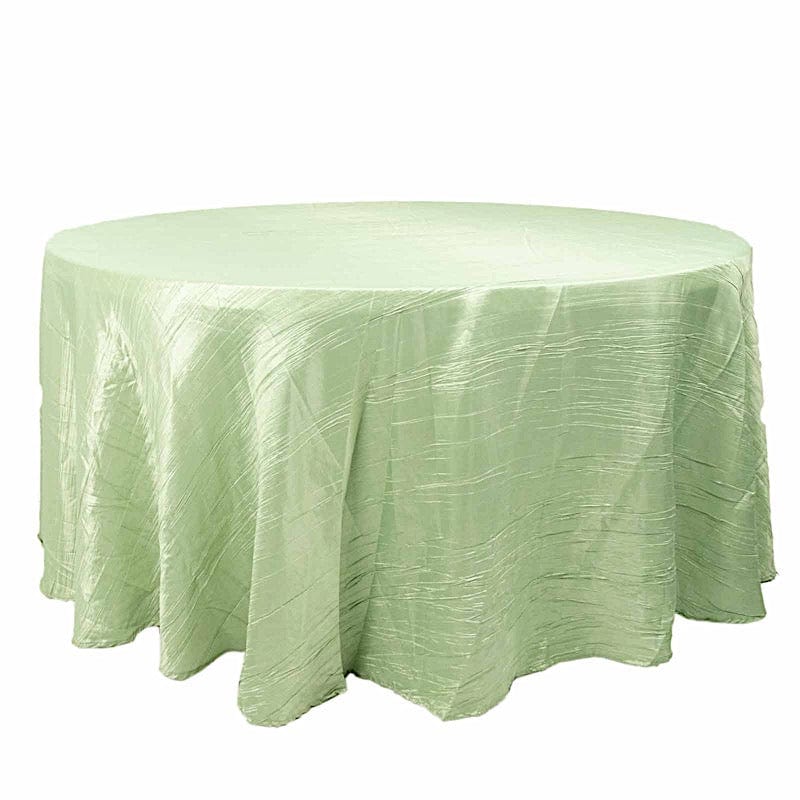 120" Accordion Crinkled Taffeta Round Tablecloth TAB_ACRNK_120_SAGE