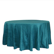 120" Accordion Crinkled Taffeta Round Tablecloth TAB_ACRNK_120_TEAL