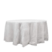 120" Accordion Crinkled Taffeta Round Tablecloth - White TAB_ACRNK_120_WHT