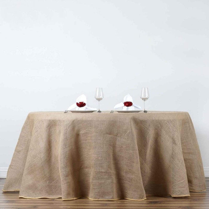 120" Burlap Round Tablecloth - Natural Brown TAB_JUTE_120_NAT
