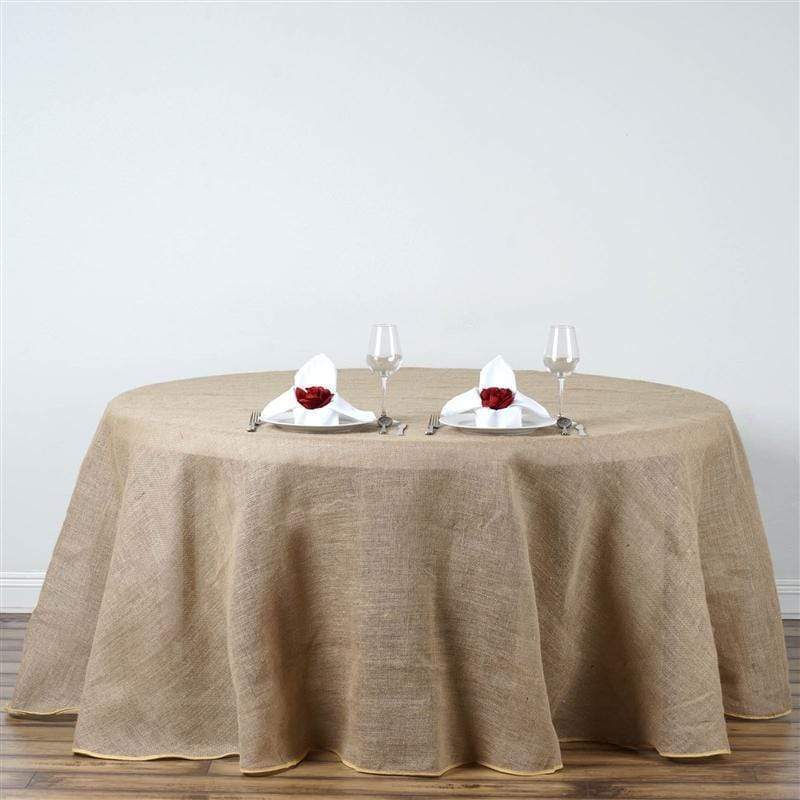 120" Burlap Round Tablecloth - Natural Brown TAB_JUTE_120_NAT