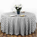 120" Checkered Gingham Polyester Round Tablecloth - Black and White TAB_CHK120_BLK