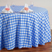 120" Checkered Gingham Polyester Round Tablecloth - Blue and White TAB_CHK120_BLUE