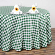 120" Checkered Gingham Polyester Round Tablecloth - Green and White TAB_CHK120_GRN