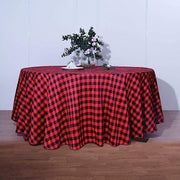 120" Checkered Gingham Polyester Round Tablecloth
