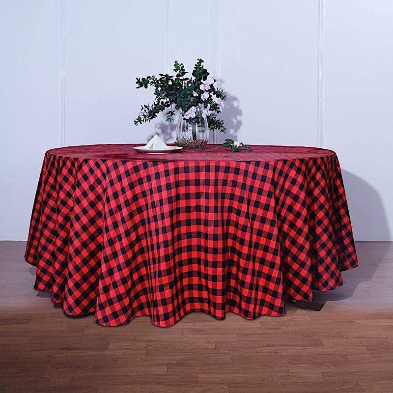 120" Checkered Gingham Polyester Round Tablecloth
