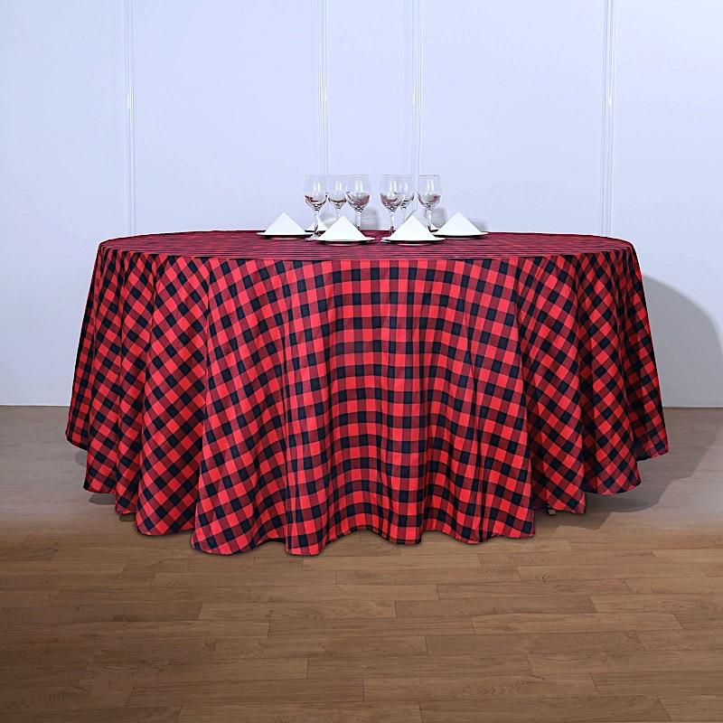 120" Checkered Gingham Polyester Round Tablecloth