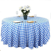 120" Checkered Gingham Polyester Round Tablecloth