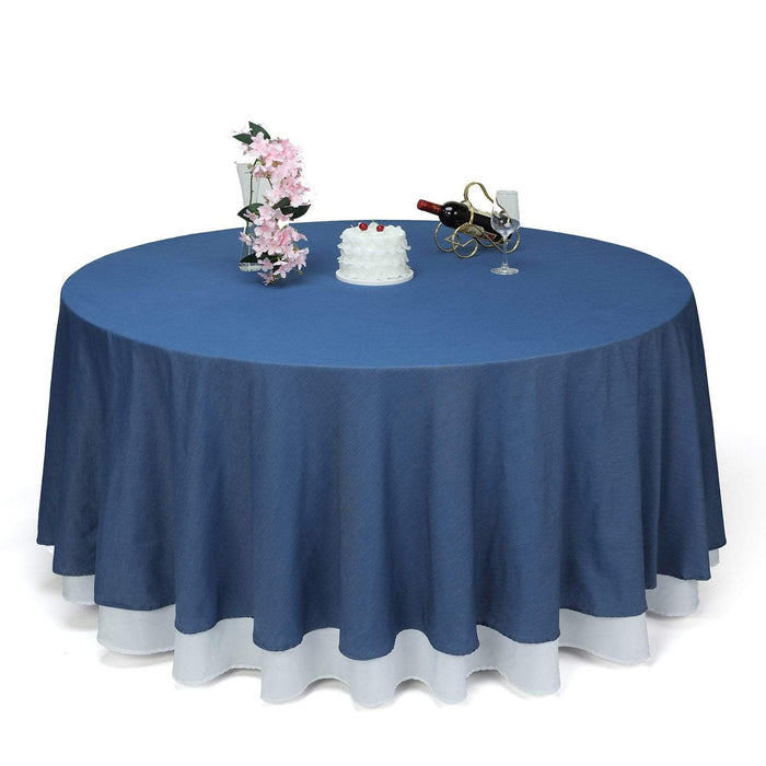 120" Faux Denim Polyester Round Tablecloth - Dark Blue TAB_DENM_120