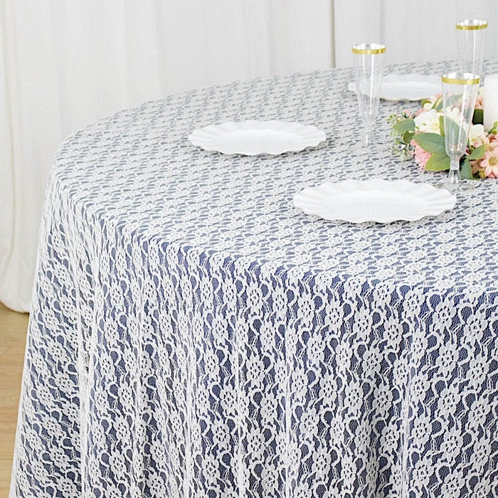 120" Floral Lace Polyester Round Tablecloth