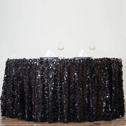 120" Large Payette Sequin Round Tablecloth - Black TAB_71_120_BLK