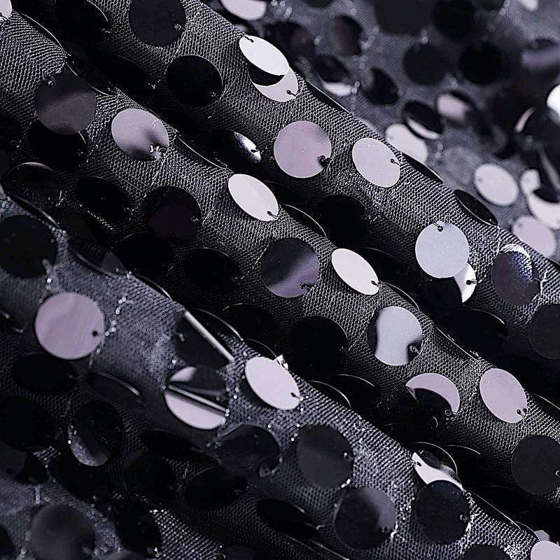 120" Large Payette Sequin Round Tablecloth - Black TAB_71_120_BLK