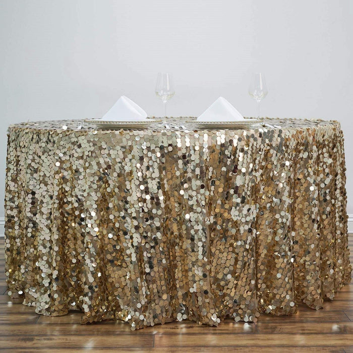 120" Large Payette Sequin Round Tablecloth - Champagne TAB_71_120_CHMP