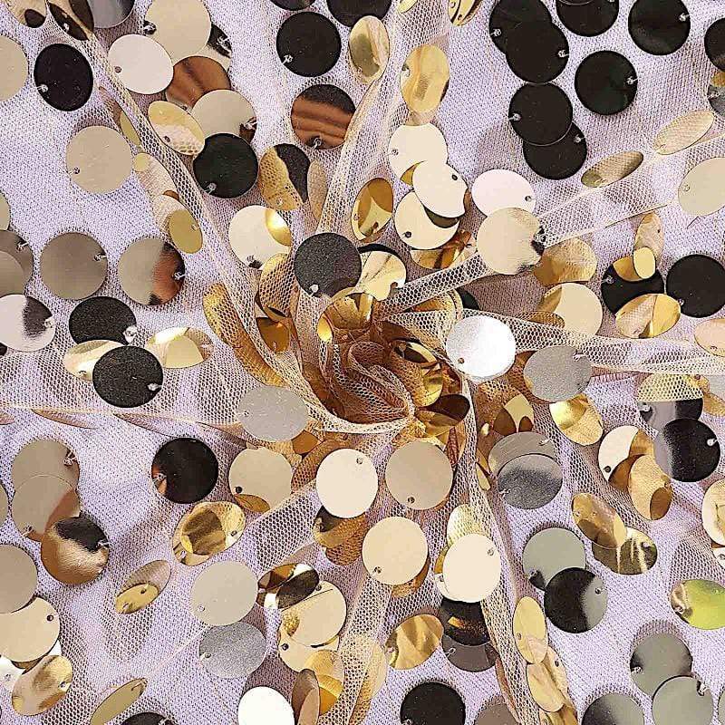 120" Large Payette Sequin Round Tablecloth - Champagne TAB_71_120_CHMP