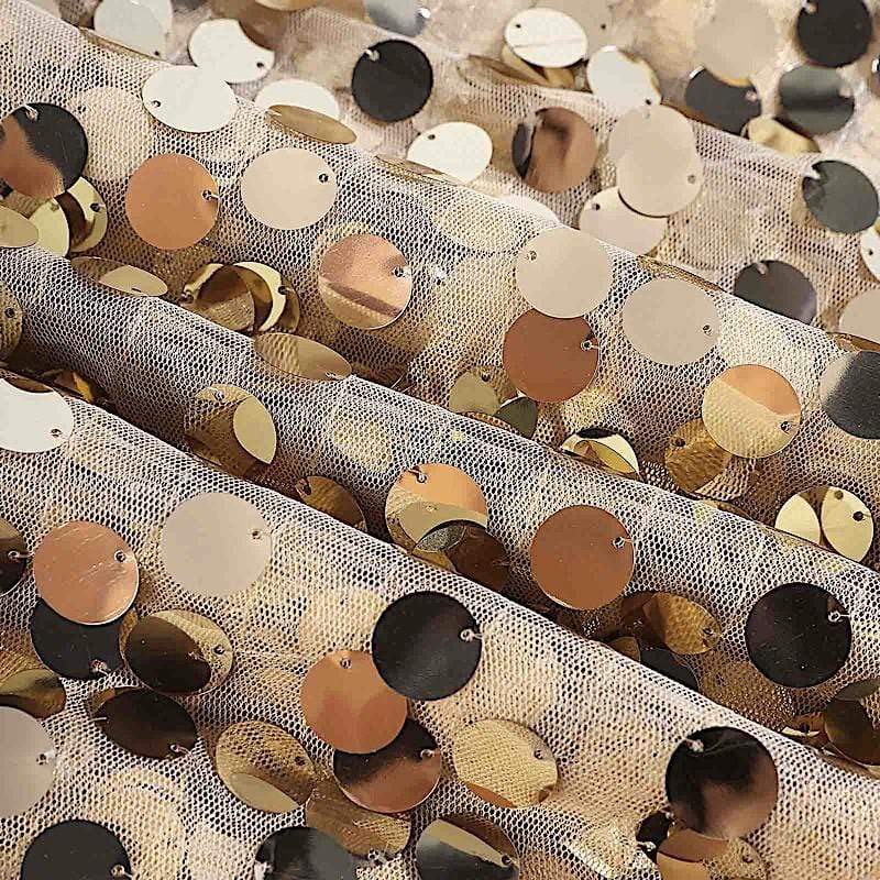 120" Large Payette Sequin Round Tablecloth - Champagne TAB_71_120_CHMP