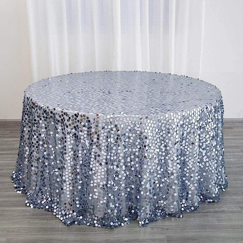 120" Large Payette Sequin Round Tablecloth - Dusty Blue TAB_71_120_086
