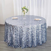 120" Large Payette Sequin Round Tablecloth - Dusty Blue TAB_71_120_086