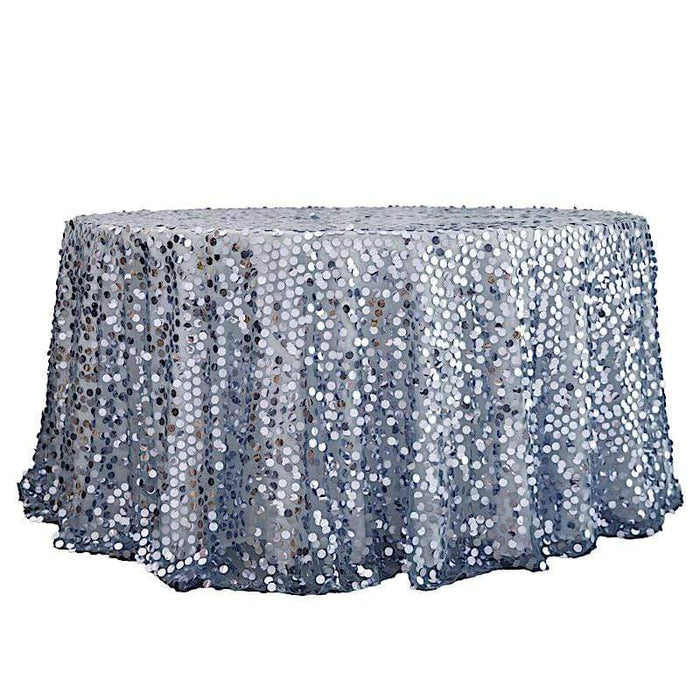 120" Large Payette Sequin Round Tablecloth - Dusty Blue TAB_71_120_086