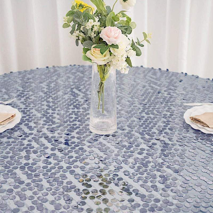 120" Large Payette Sequin Round Tablecloth - Dusty Blue TAB_71_120_086