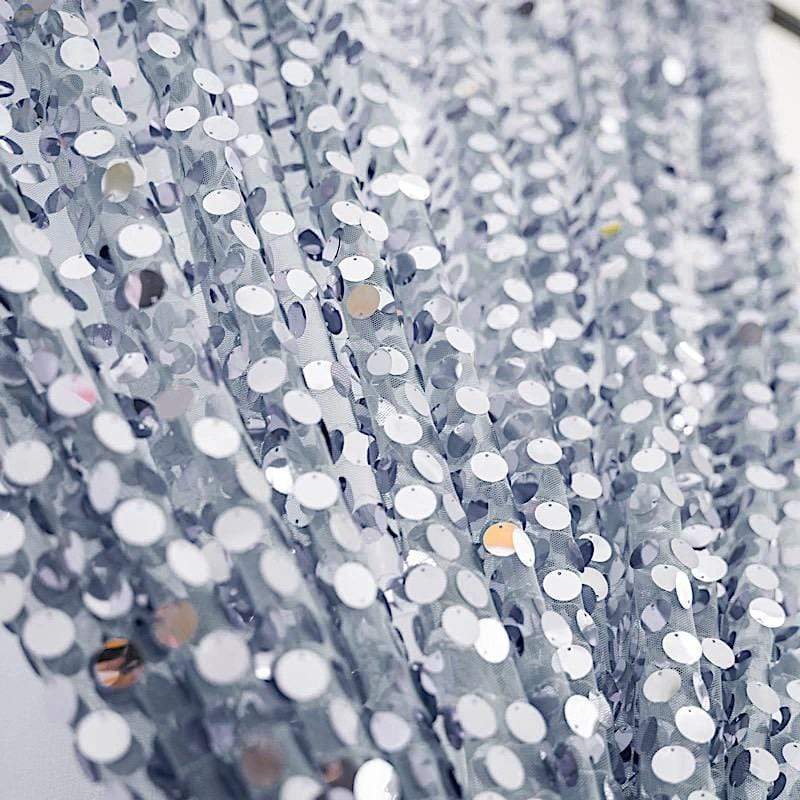 120" Large Payette Sequin Round Tablecloth - Dusty Blue TAB_71_120_086