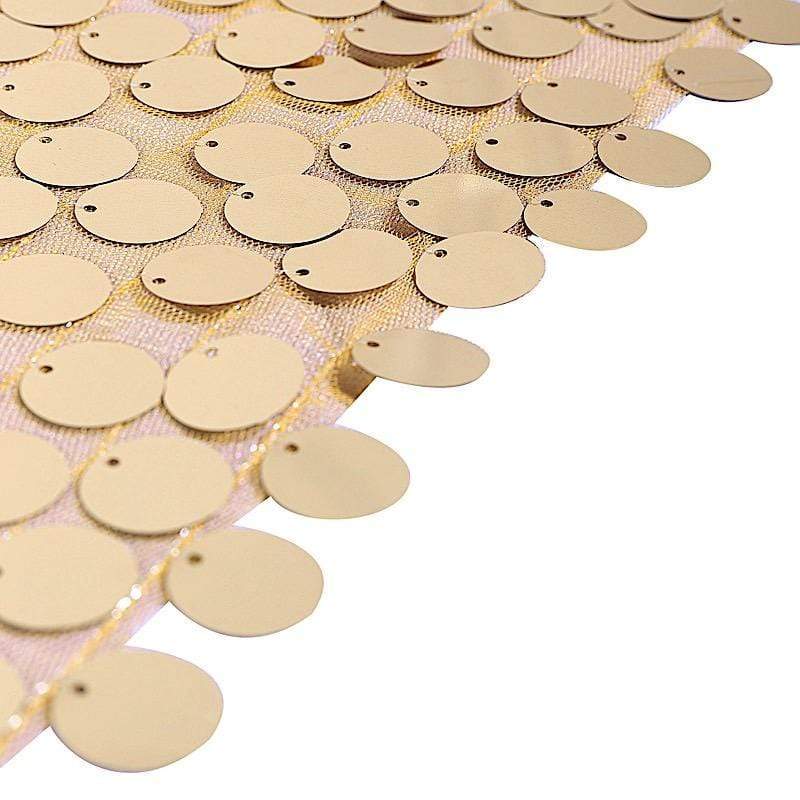 120" Large Payette Sequin Round Tablecloth - Gold TAB_71_120_GOLD