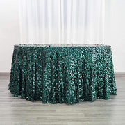 120" Large Payette Sequin Round Tablecloth - Hunter Green TAB_71_120_HUNT