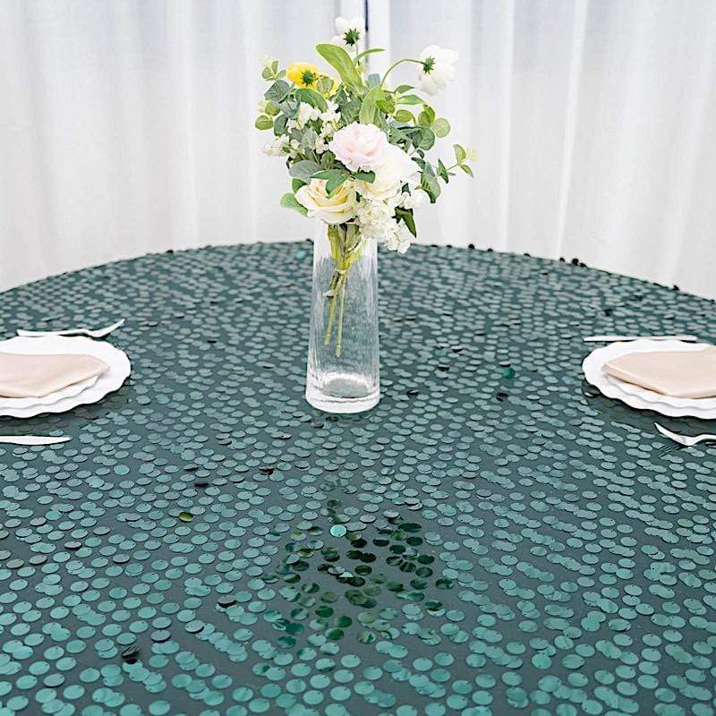 120" Large Payette Sequin Round Tablecloth - Hunter Green TAB_71_120_HUNT