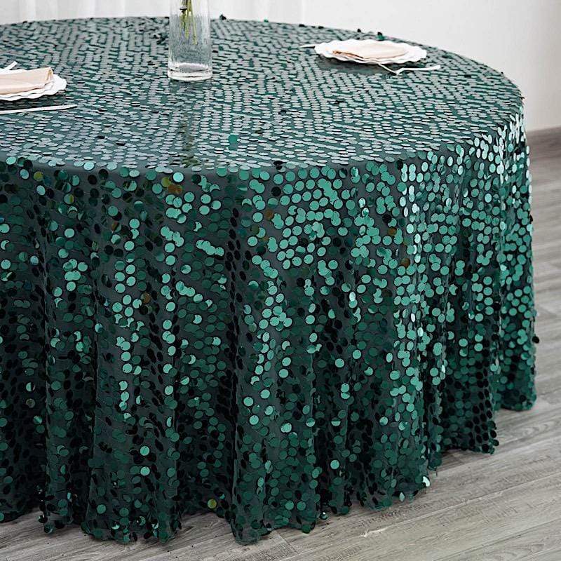 120" Large Payette Sequin Round Tablecloth - Hunter Green TAB_71_120_HUNT