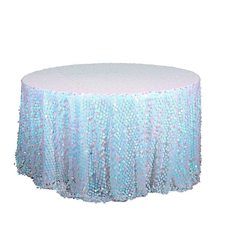 120" Large Payette Sequin Round Tablecloth - Iridescent TAB_71_120_ABWB