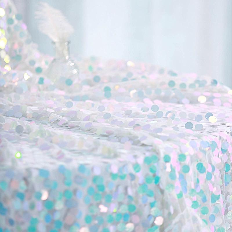 120" Large Payette Sequin Round Tablecloth - Iridescent TAB_71_120_ABWB