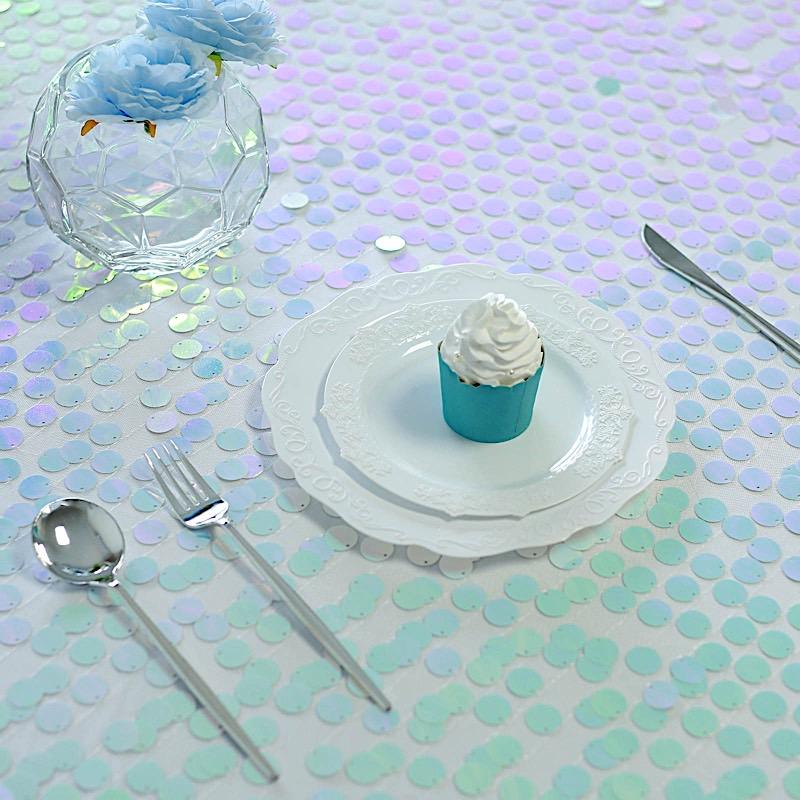 120" Large Payette Sequin Round Tablecloth - Iridescent TAB_71_120_ABWB