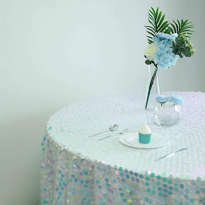 120" Large Payette Sequin Round Tablecloth - Iridescent TAB_71_120_ABWB