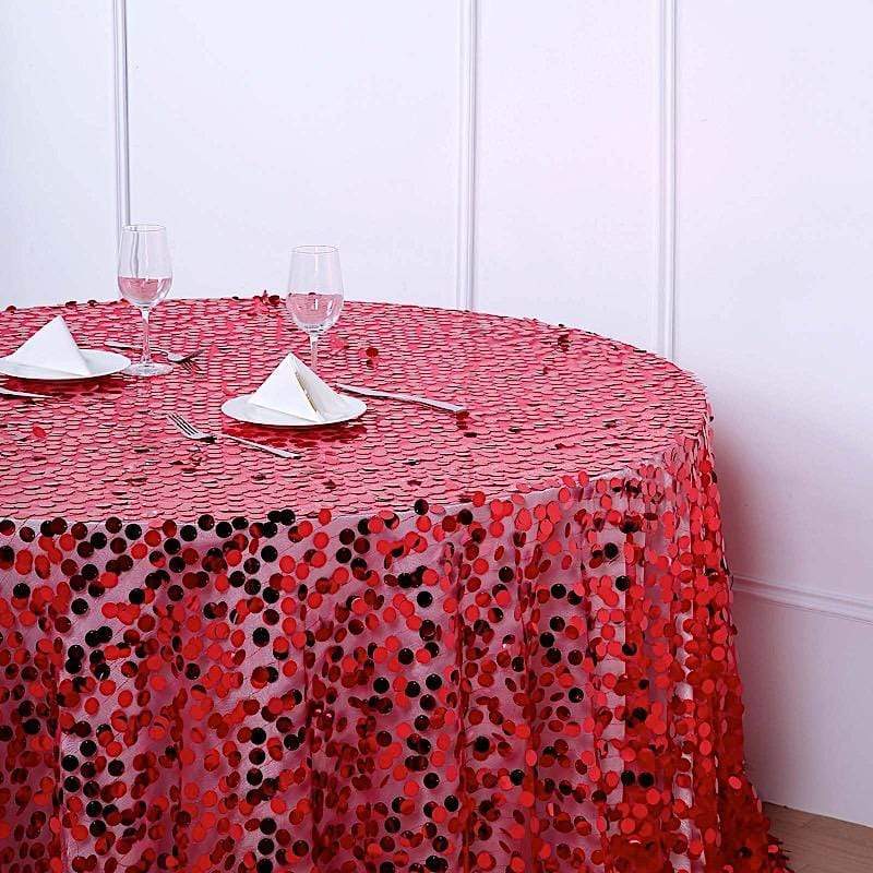 120" Large Payette Sequin Round Tablecloth - Red TAB_71_120_RED