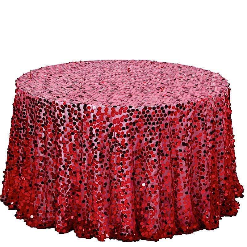 120" Large Payette Sequin Round Tablecloth - Red TAB_71_120_RED