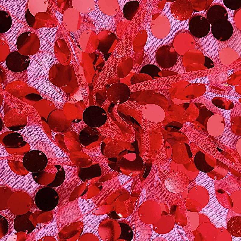 120" Large Payette Sequin Round Tablecloth - Red TAB_71_120_RED
