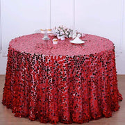 120" Large Payette Sequin Round Tablecloth - Red TAB_71_120_RED