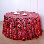 120" Large Payette Sequin Round Tablecloth - Red TAB_71_120_RED