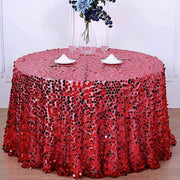 120" Large Payette Sequin Round Tablecloth - Red TAB_71_120_RED
