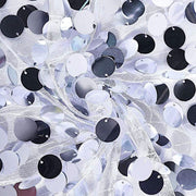 120" Large Payette Sequin Round Tablecloth - Silver Light Gray TAB_71_120_SILV