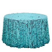 120" Large Payette Sequin Round Tablecloth - Turquoise TAB_71_120_TURQ