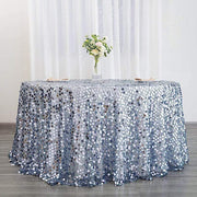 120" Large Payette Sequin Round Tablecloth - Dusty Blue TAB_71_120_086