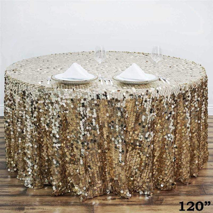 120" Large Payette Sequin Round Tablecloth - Champagne TAB_71_120_CHMP
