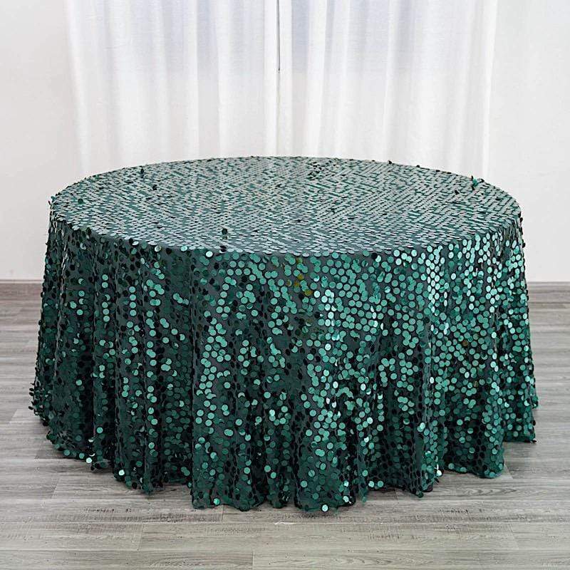 120" Large Payette Sequin Round Tablecloth - Hunter Green TAB_71_120_HUNT