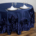 120" Large Roses Lamour Satin Round Tablecloth - Navy Blue TAB_73_120_NAVY