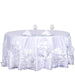 120" Large Roses Lamour Satin Round Tablecloth - White TAB_73_120_WHT