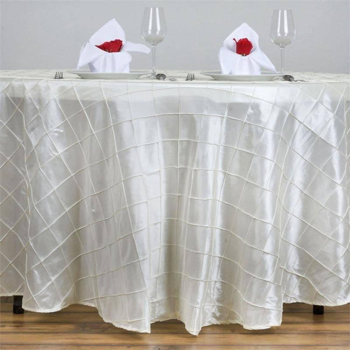 120" Pintuck Round Tablecloth Wedding Party Table Linens TAB_PTK120_IVR