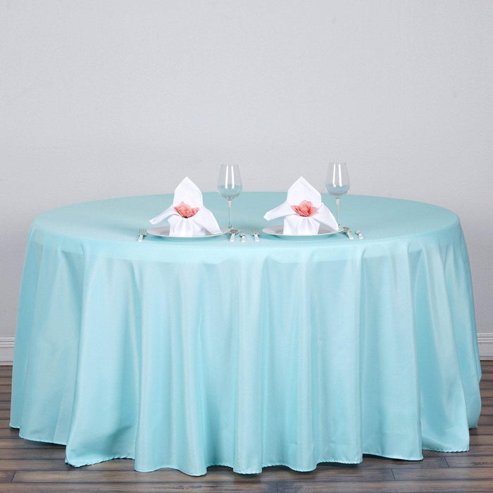 120" Polyester Round Tablecloth Wedding Party Table Linens TAB_120_BLUE_POLY