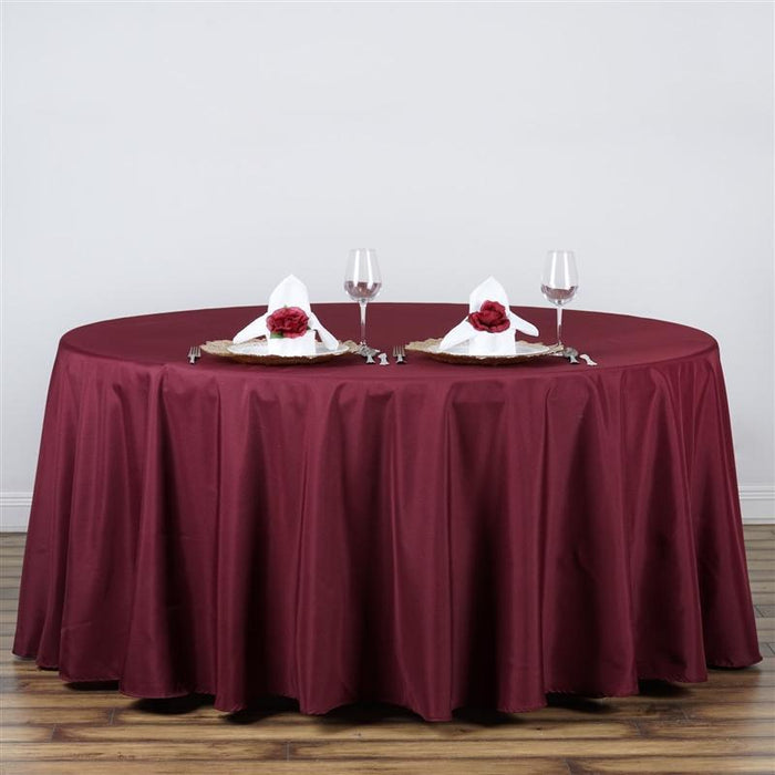 120" Polyester Round Tablecloth Wedding Party Table Linens TAB_120_BURG_POLY