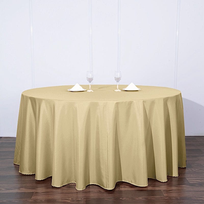 120" Polyester Round Tablecloth Wedding Party Table Linens TAB_120_CHMP_POLY